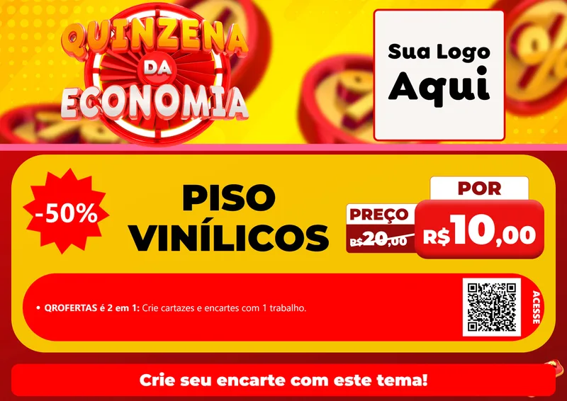 Modelo de Cartaz para Cartaz A4 Horizontal com o tema Quinzena Da Economia para Material para Construção