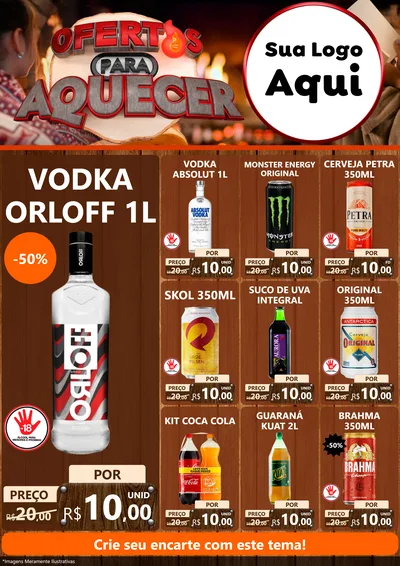 Modelo de Encarte para Encarte A4 Vertical com o tema Ofertas Para Aquecer para Distribuidora de bebidas