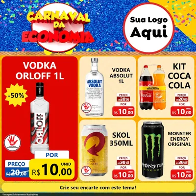 Modelo de Rede Social para Feed Facebook com o tema Carnaval da Economia para Distribuidora de bebidas