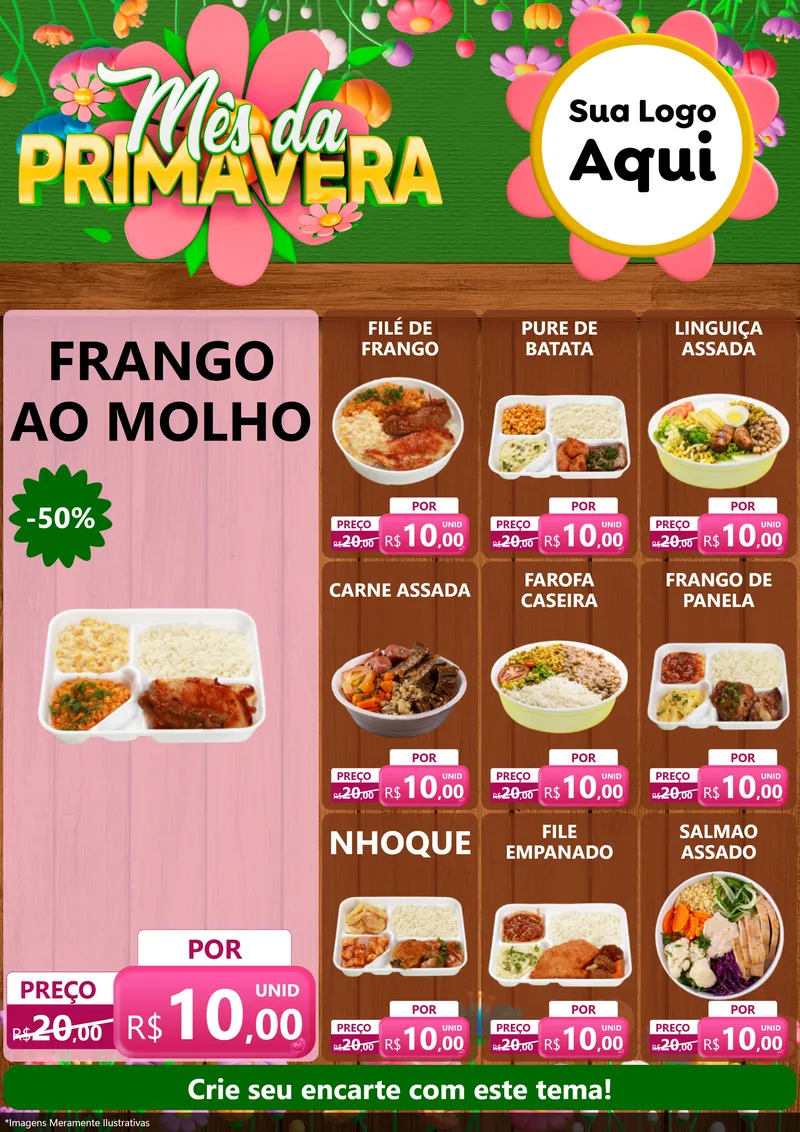 Modelo de Encarte para Encarte A4 Vertical com o tema Mês da Primavera para Restaurante