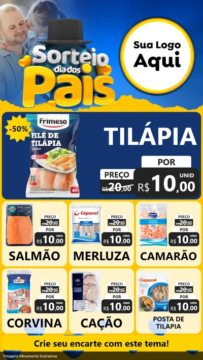 Modelo de Rede Social para Stories com o tema Sorteio Dia Dos Pais para Peixaria