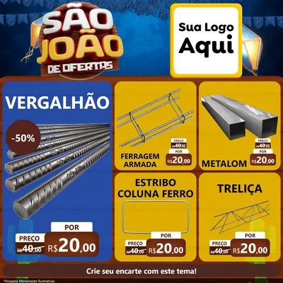 Modelo de Rede Social para Feed Facebook com o tema São João Ofertas Imbatíveis! - Junina para Ferragens
