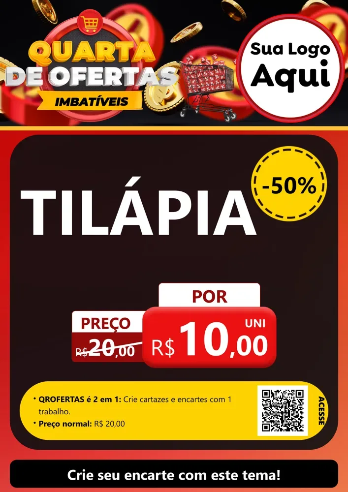Modelo de Cartaz para Cartaz A4 Vertical com o tema Quarta de Ofertas Imbatíveis para Peixaria