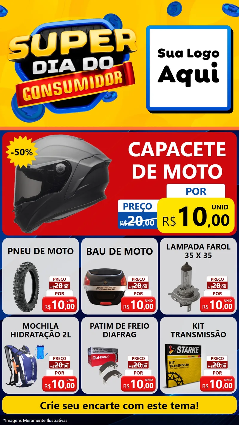 Modelo de Rede Social para Stories com o tema Super Dia do Consumidor para Moto peças