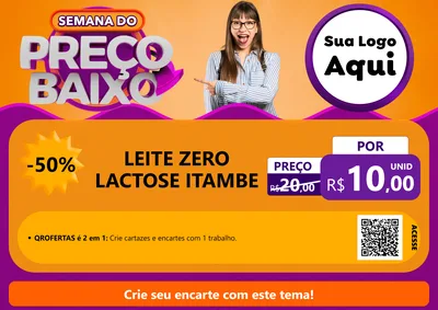Modelo de Cartaz para Cartaz A4 Horizontal com o tema Semana do Preço Baixo para Frios e Laticínios