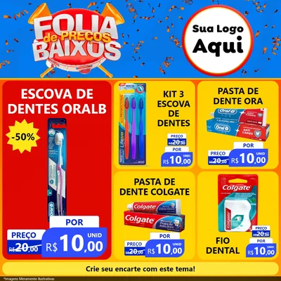 Modelo de Rede Social para Feed Facebook com o tema Folia de Preços Baixos para Higiene Pessoal