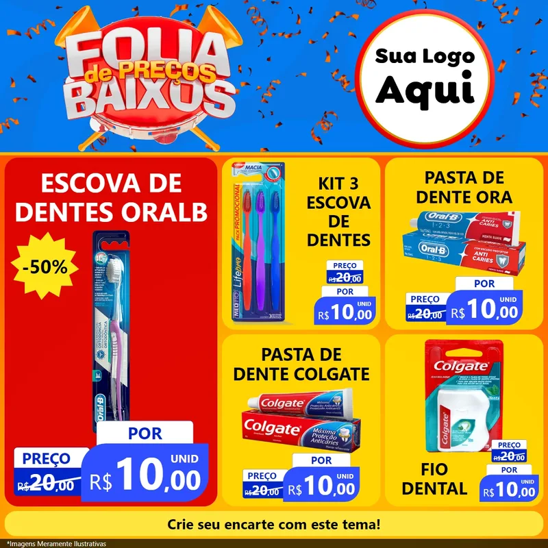Modelo de Rede Social para Feed Facebook com o tema Folia de Preços Baixos para Higiene Pessoal