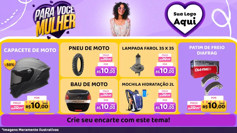 Modelo de TV para TV Horizontal com o tema Para Você, Mulher para Moto peças