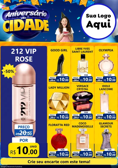 Modelo de Encarte para Encarte A4 Vertical com o tema Aniversário da Cidade para Perfumes