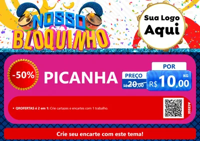 Modelo de Cartaz para Cartaz A4 Horizontal com o tema Nosso Bloquinho para Açougue