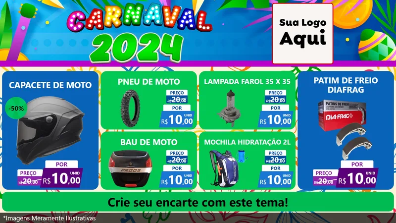 Modelo de TV para TV Horizontal com o tema Carnaval 2027 para Moto peças