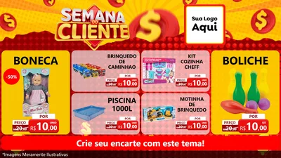 Modelo de TV para TV Horizontal com o tema Semana do Cliente para Brinquedos