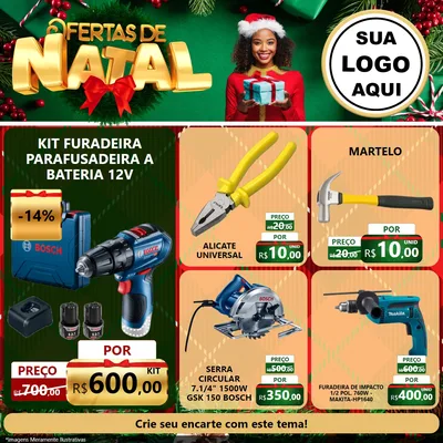 Modelo de Rede Social para Feed Facebook com o tema Ofertas de Natal para Maquinas e Ferramentas