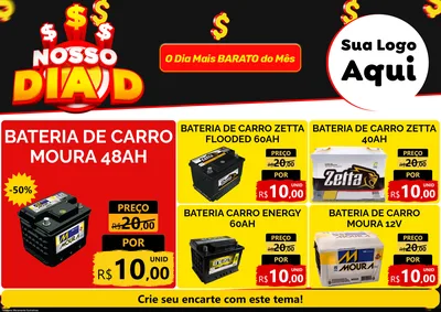 Modelo de Encarte para Encarte A4 Horizontal com o tema Nosso Dia D para Baterias Elétricas