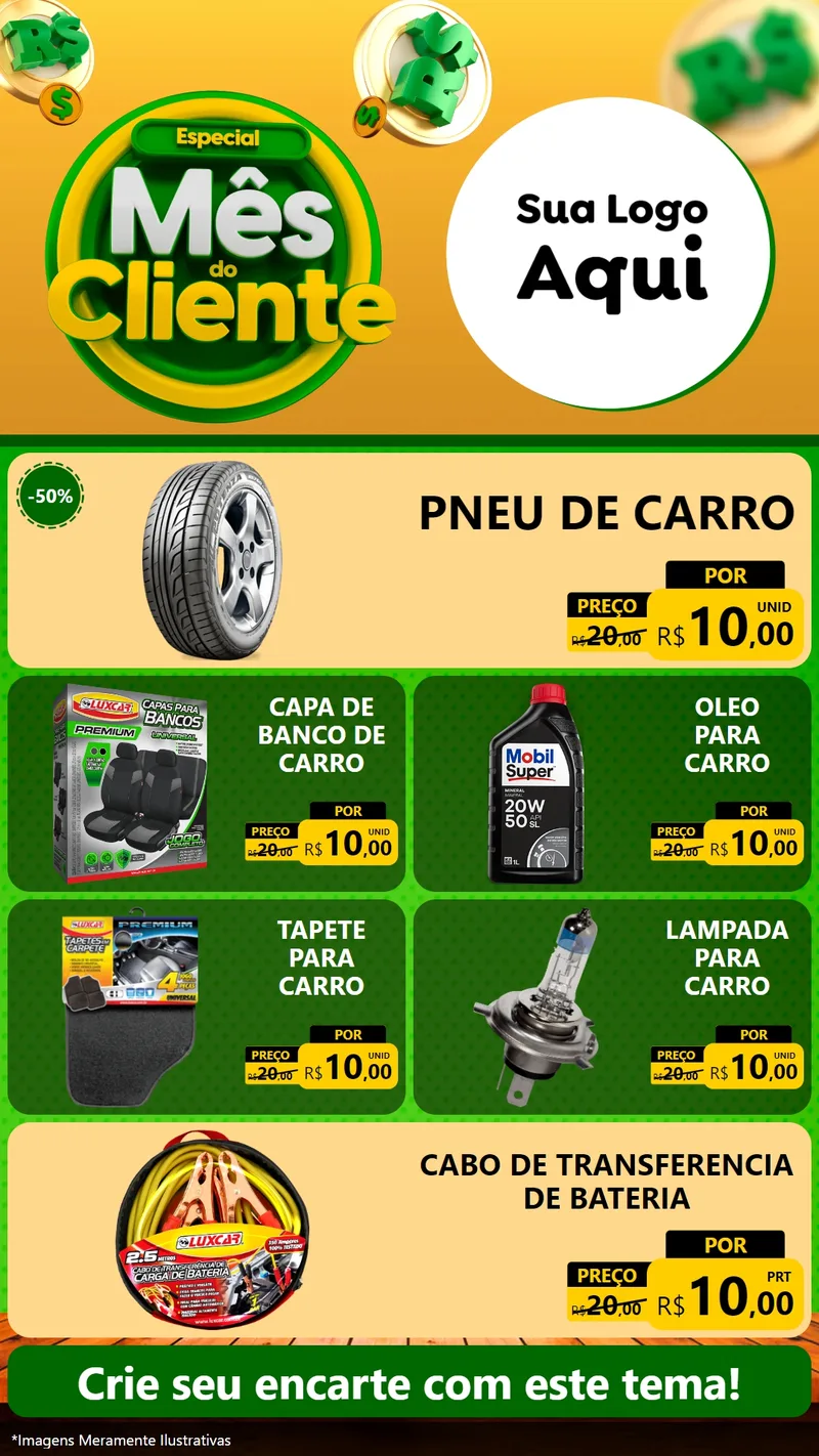 Modelo de TV para TV Vertical com o tema Especial Mês do Cliente para Auto peças