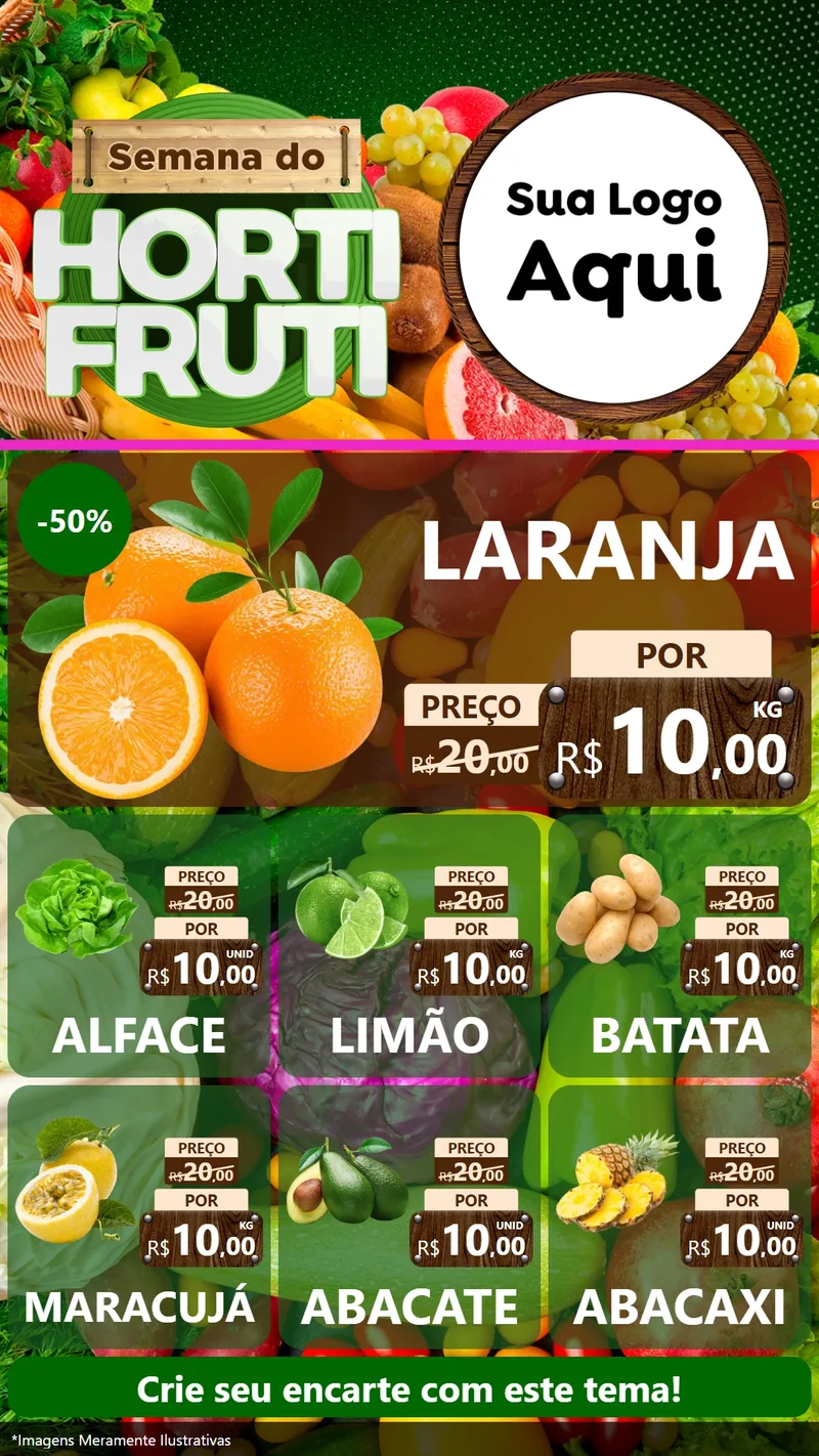 Modelo de Rede Social para Stories com o tema Semana do Hortifrúti para Hortifrúti
