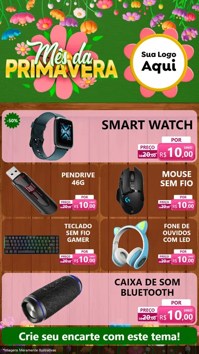 Modelo de TV para TV Vertical com o tema Mês da Primavera para Informática