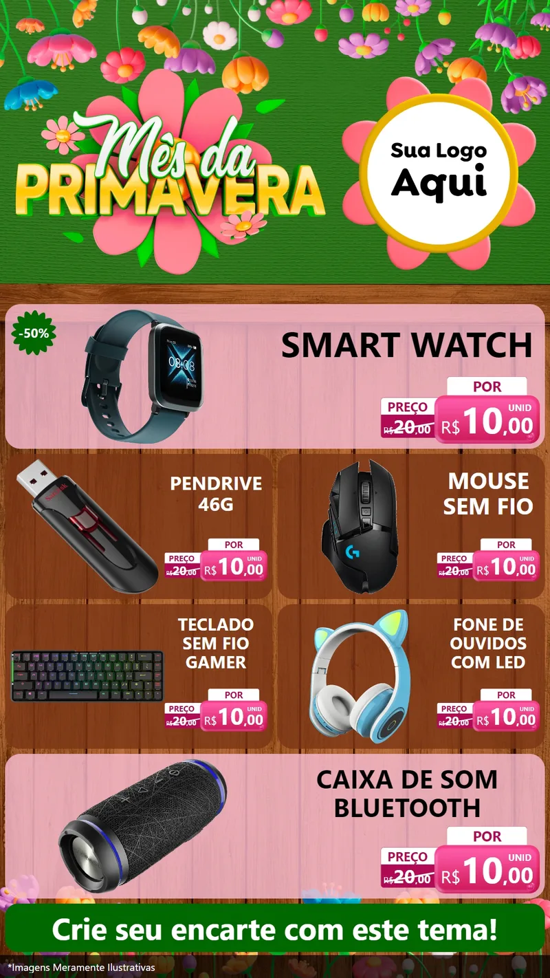 Modelo de TV para TV Vertical com o tema Mês da Primavera para Informática
