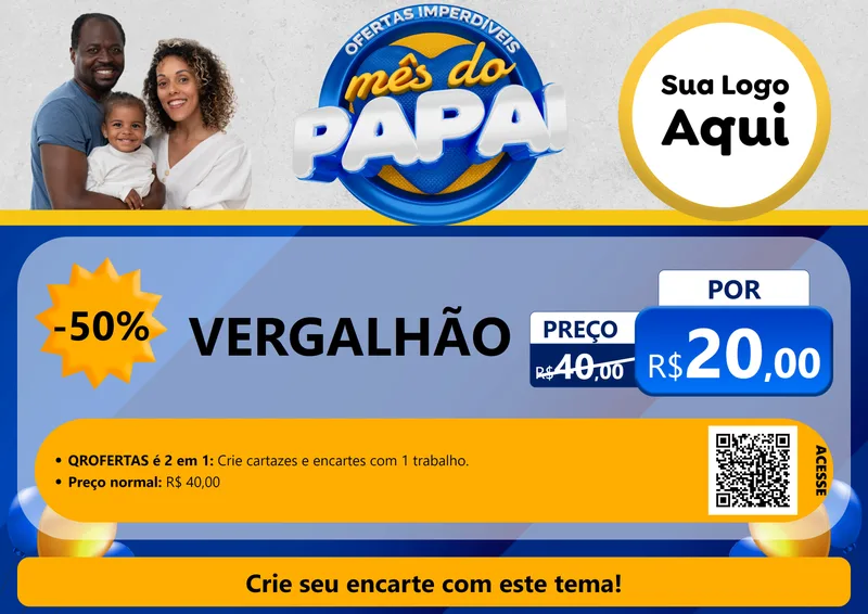 Modelo de Cartaz para Cartaz A4 Horizontal com o tema Ofertas Imperdíveis Mês Do Papai para Ferragens