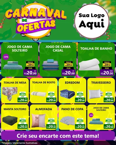 Modelo de Rede Social para Feed Instagram com o tema Carnaval de Ofertas para Cama, Mesa e Banho