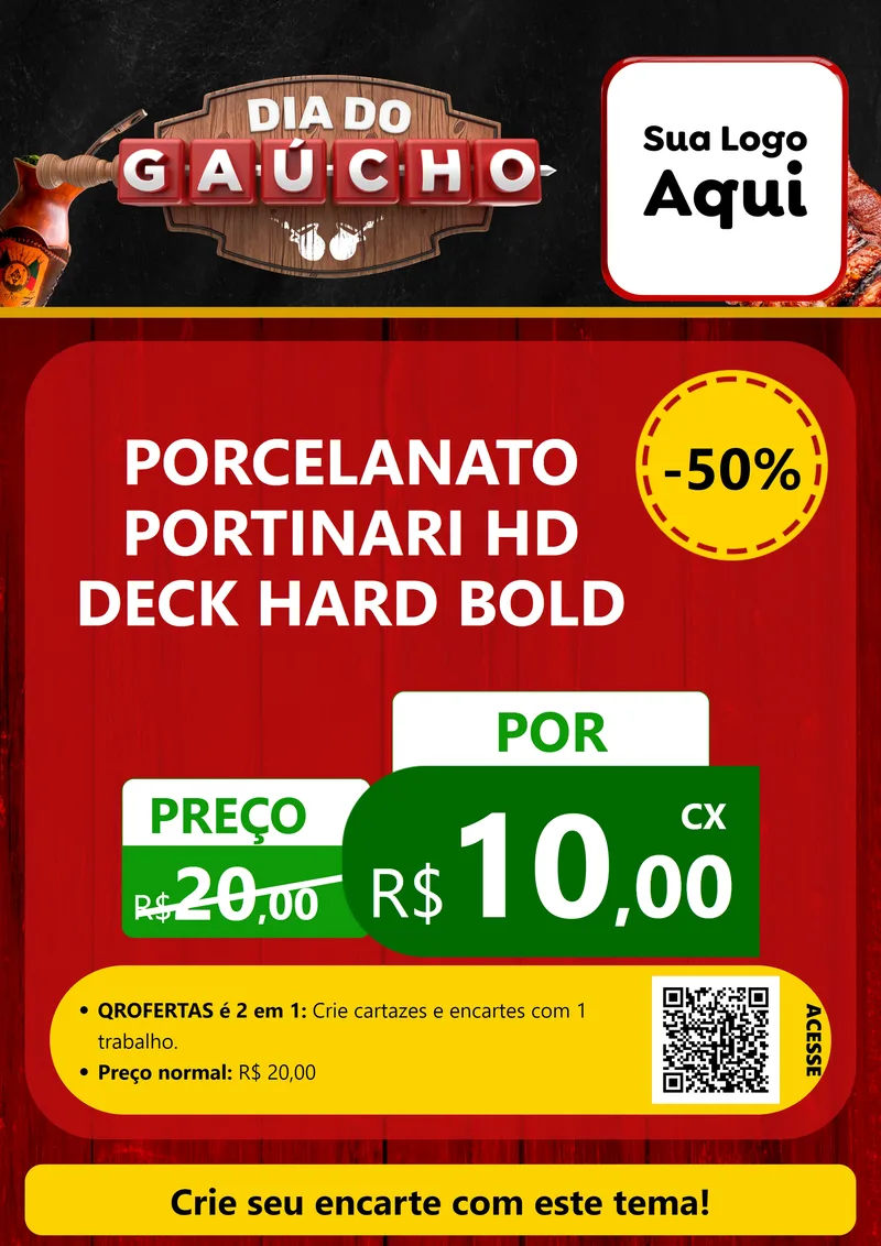 Modelo de Cartaz para Cartaz A4 Vertical com o tema Dia do Gaúcho para Pisos e revestimentos