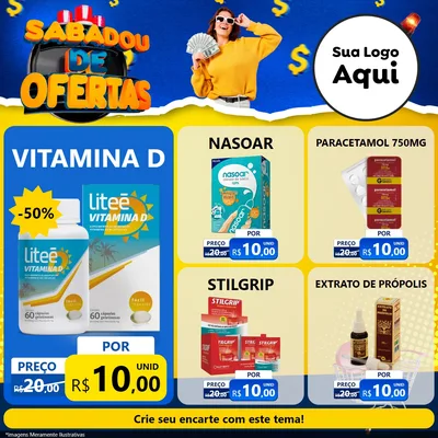 Modelo de Rede Social para Feed Facebook com o tema Sabadou de Ofertas para Farmácia