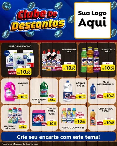 Modelo de Rede Social para Feed Instagram com o tema Clube de Descontos para Produtos de Limpeza
