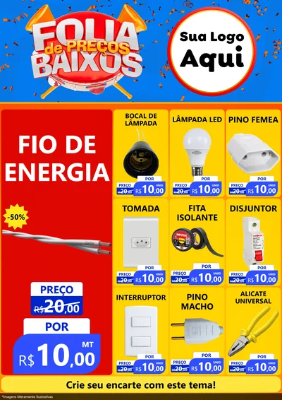 Modelo de Encarte para Encarte A4 Vertical com o tema Folia de Preços Baixos para Materiais Elétricos