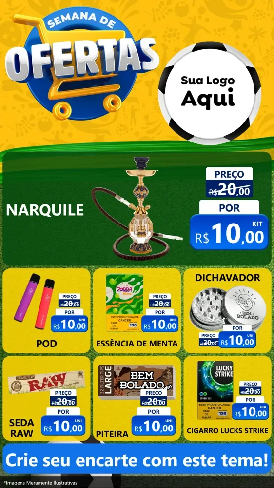 Modelo de Rede Social para Stories com o tema Semana de Ofertas - Copa para Tabacaria
