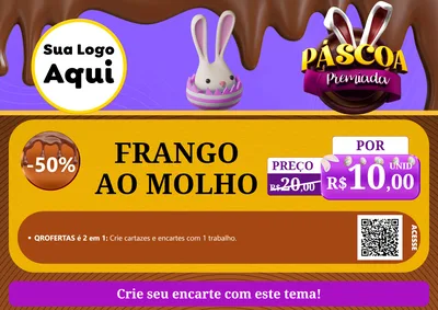 Modelo de Cartaz para Cartaz A4 Horizontal com o tema Páscoa Premiada para Restaurante