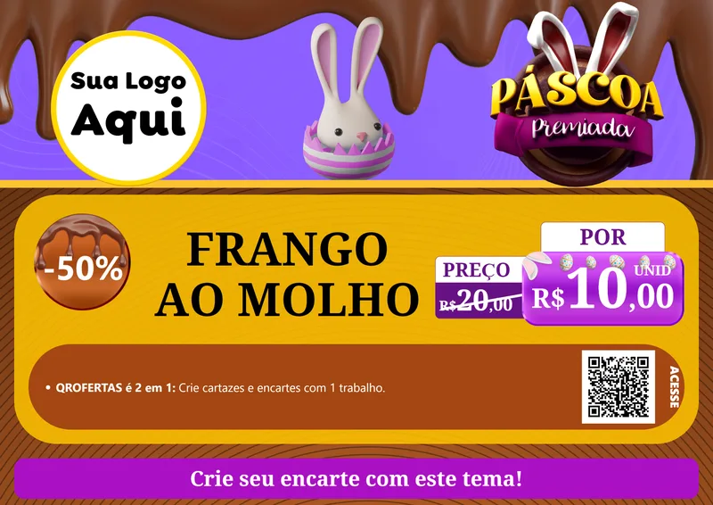 Modelo de Cartaz para Cartaz A4 Horizontal com o tema Páscoa Premiada para Restaurante