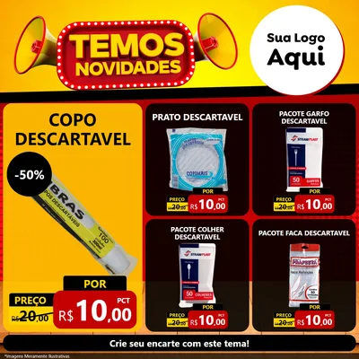 Modelo de Rede Social para Feed Facebook com o tema Temos Novidades para Embalagens