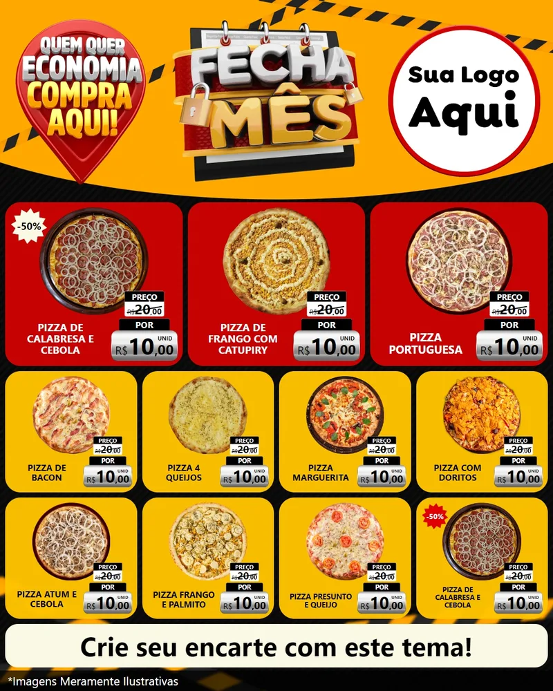 Modelo de Rede Social para Feed Instagram com o tema Fecha Mês para Pizzaria