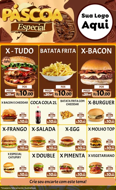 Modelo de Encarte para Encarte Grande com o tema Páscoa Especial para Hamburgueria