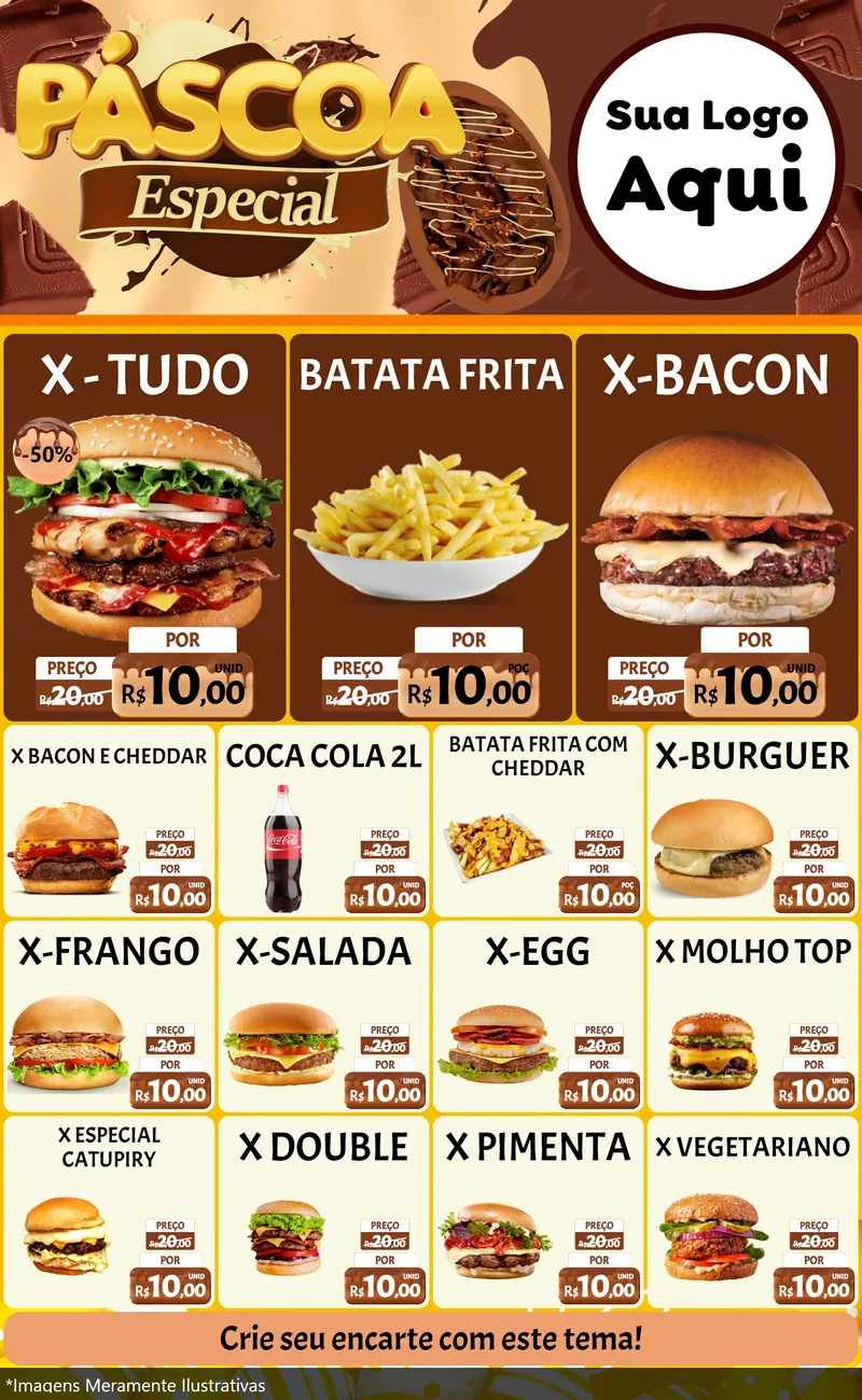 Modelo de Encarte para Encarte Grande com o tema Páscoa Especial para Hamburgueria