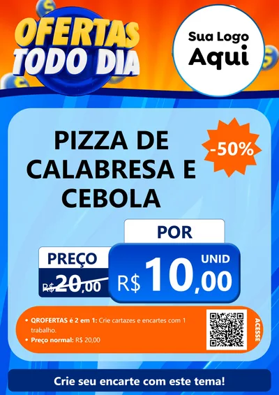 Modelo de Cartaz para Cartaz A4 Vertical com o tema Ofertas Todo Dia para Pizzaria