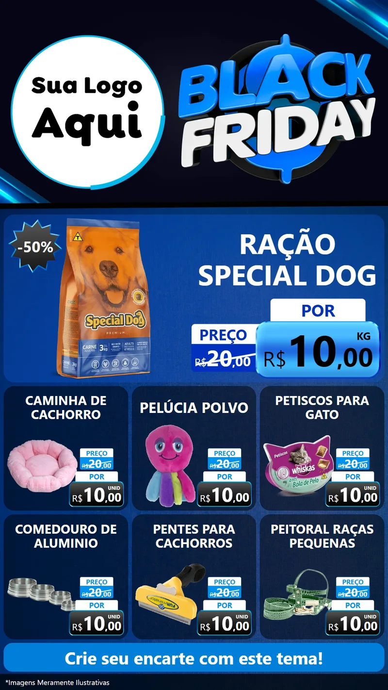 Modelo de Rede Social para Stories com o tema Black Friday para Pet Shop