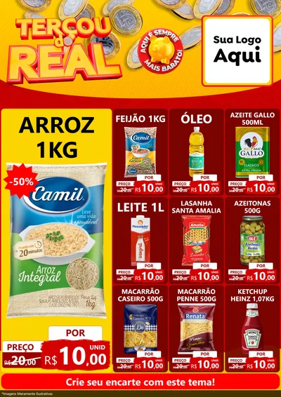 Modelo de Encarte para Encarte A4 Vertical com o tema Terçou do Real para Supermercado