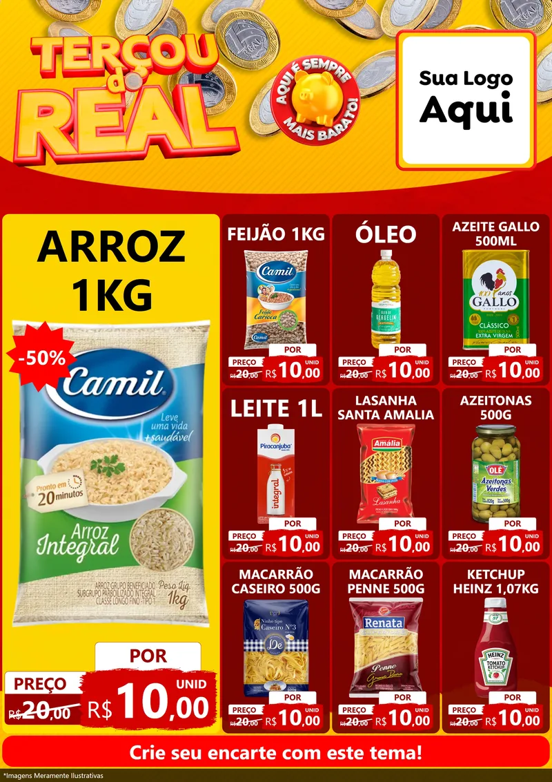 Modelo de Encarte para Encarte A4 Vertical com o tema Terçou do Real para Supermercado