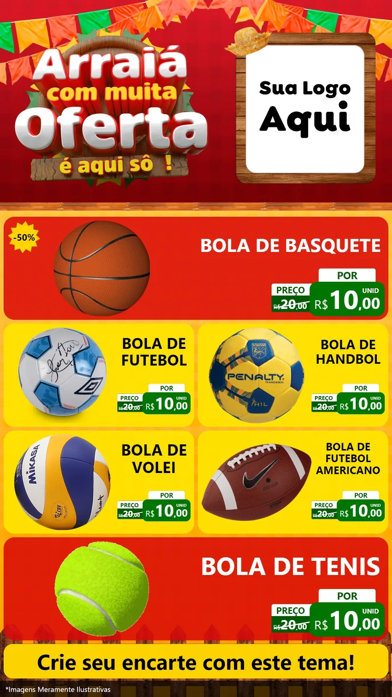 Modelo de TV para TV Vertical com o tema Arraiá Com Muita Oferta - É Aqui Sô! para Artigos Esportivos