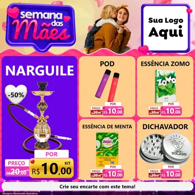 Modelo de Rede Social para Feed Facebook com o tema Semana das Mães para Tabacaria