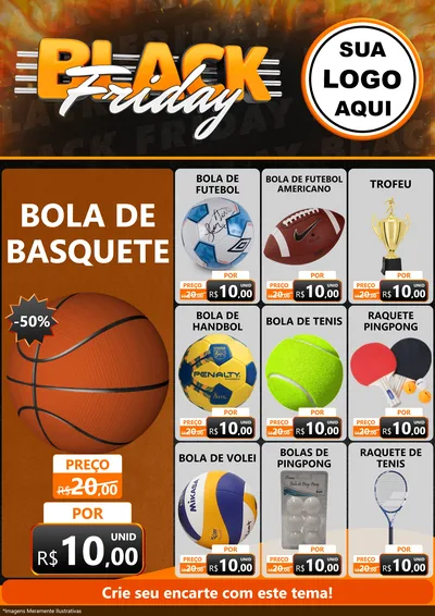 Modelo de Encarte para Encarte A4 Vertical com o tema Black Friday para Artigos Esportivos