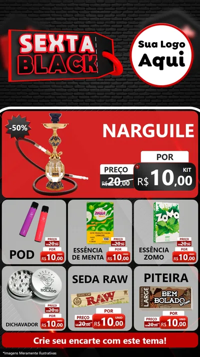 Modelo de Rede Social para Stories com o tema Sexta Black para Tabacaria