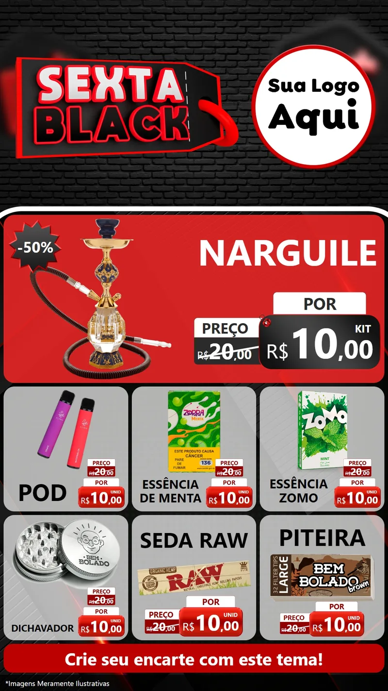 Modelo de Rede Social para Stories com o tema Sexta Black para Tabacaria