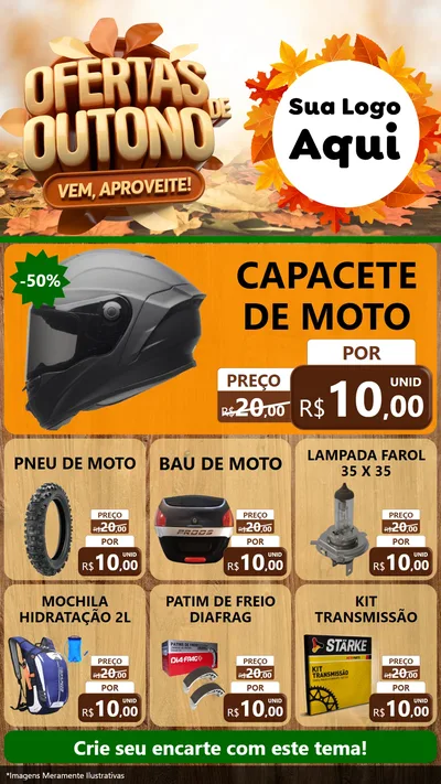 Modelo de Rede Social para Stories com o tema Ofertas de Outono - Vem, Aproveite! para Moto peças