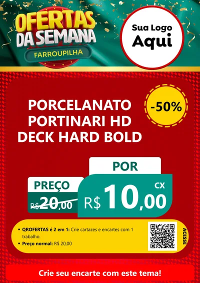 Modelo de Cartaz para Cartaz A4 Vertical com o tema Ofertas da Semana Farroupilha para Pisos e revestimentos