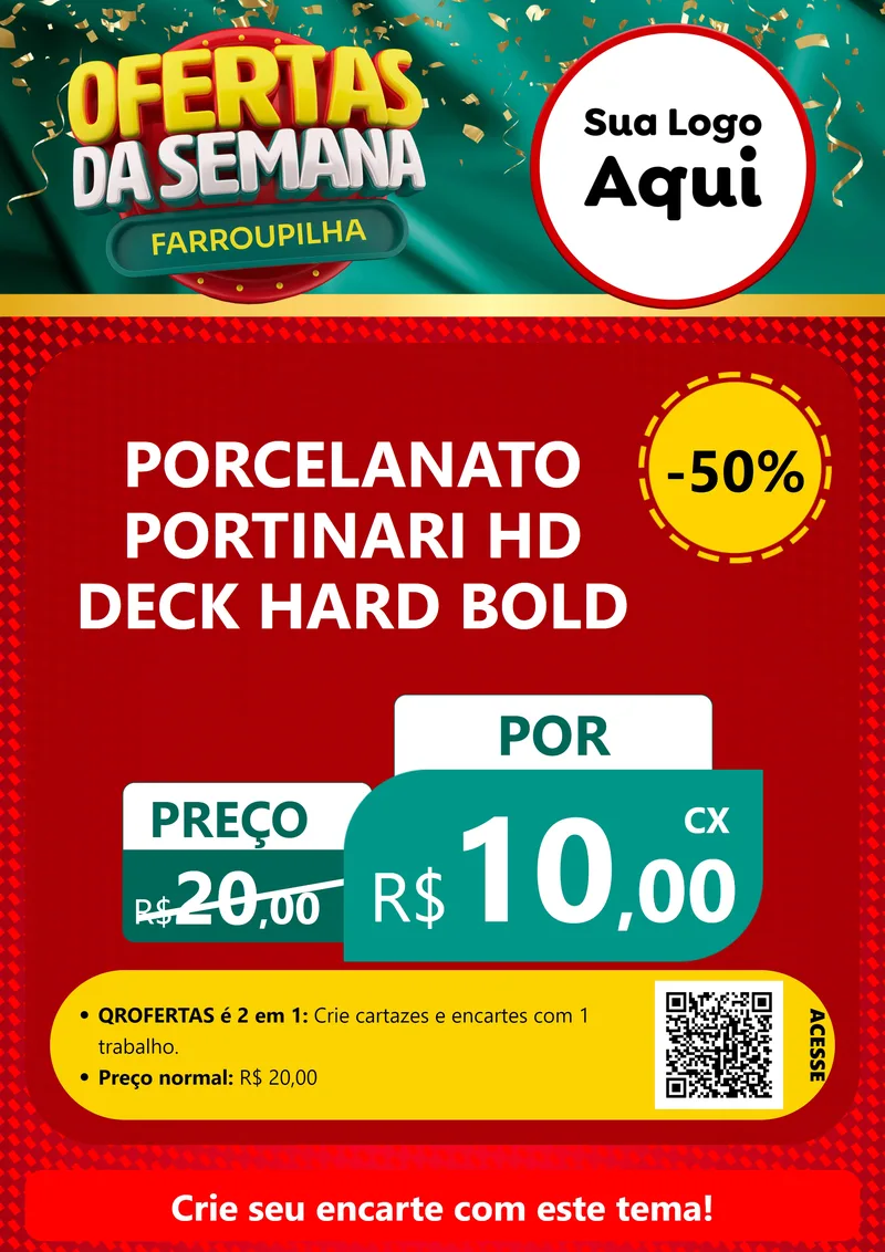 Modelo de Cartaz para Cartaz A4 Vertical com o tema Ofertas da Semana Farroupilha para Pisos e revestimentos