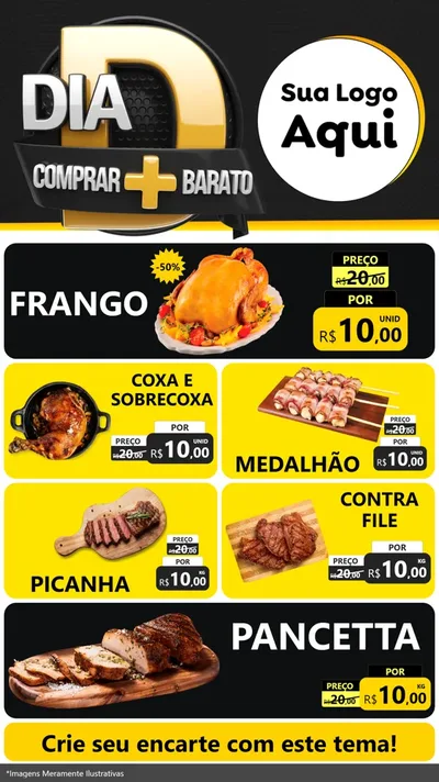 Modelo de TV para TV Vertical com o tema Dia D Mais Economia para Assados