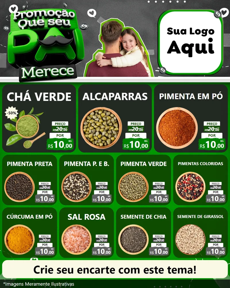 Modelo de Rede Social para Feed Instagram com o tema Promoção Que seu Pai Merece para Produtos Naturais