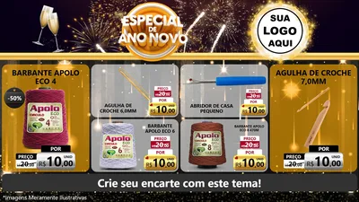 Modelo de TV para TV Horizontal com o tema Especial de Ano Novo para Armarinho e Aviamentos